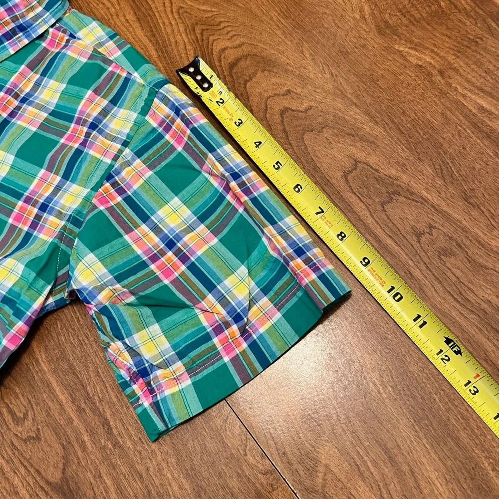 Ralph Lauren Boys Short Sleeve Plaid Preppy Button Down Size L 16/18